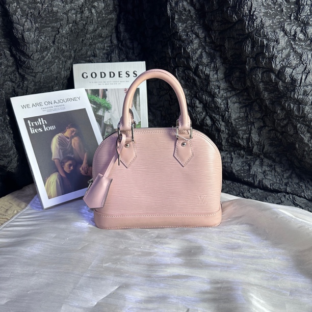 95新 LouisVuitton/路易威登 路易威登粉色水波纹alma bb斜挎包
