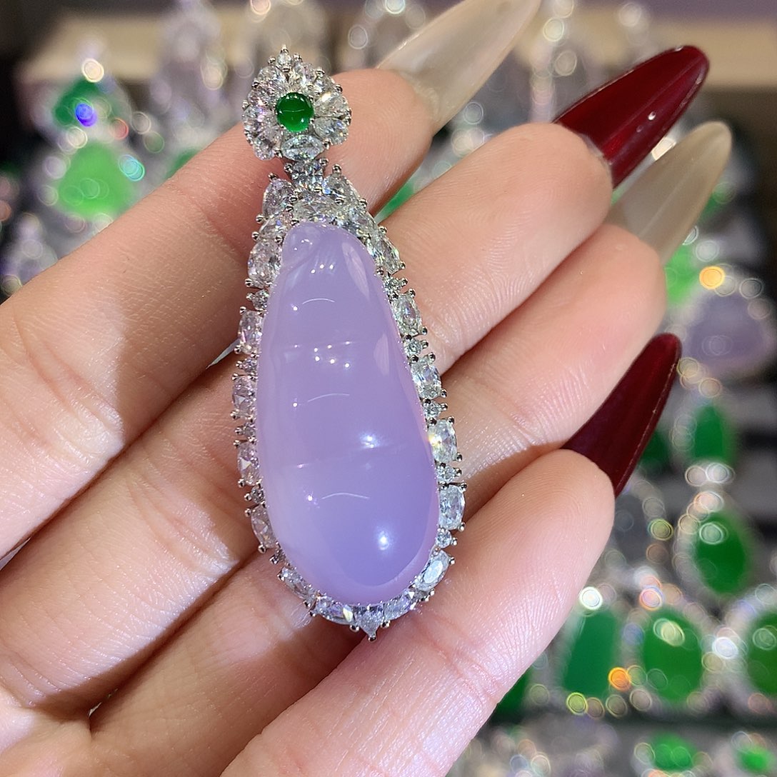 玛瑙/玉髓吊坠(不含链)银S925镀金镶嵌二*