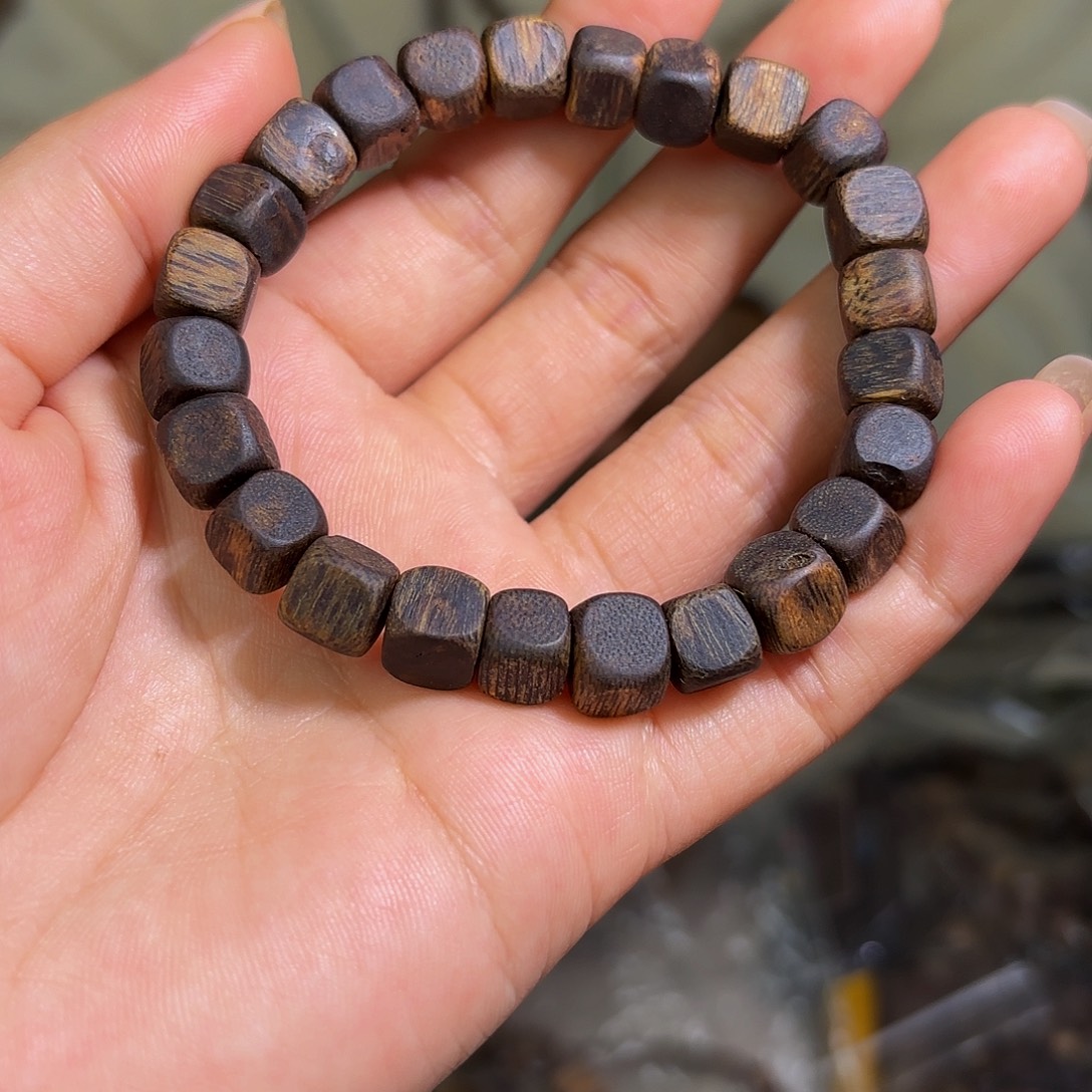 法***海沉香手串奇楠沉水08方糖珠