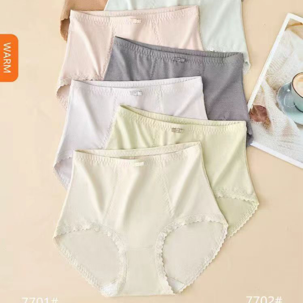 高腰生姜暖宫女士内裤桑蚕丝底档透气莫代尔中腰包臀3条装