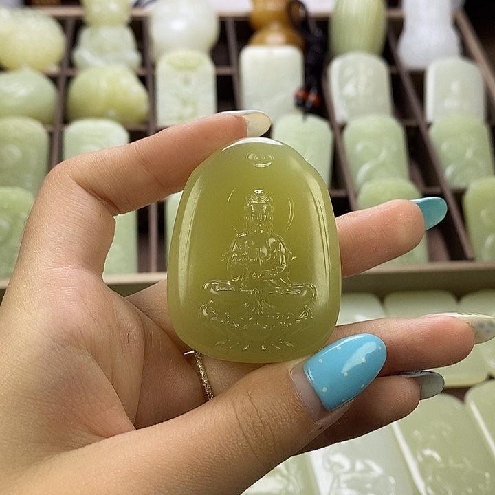 昆仑石双面观音牌