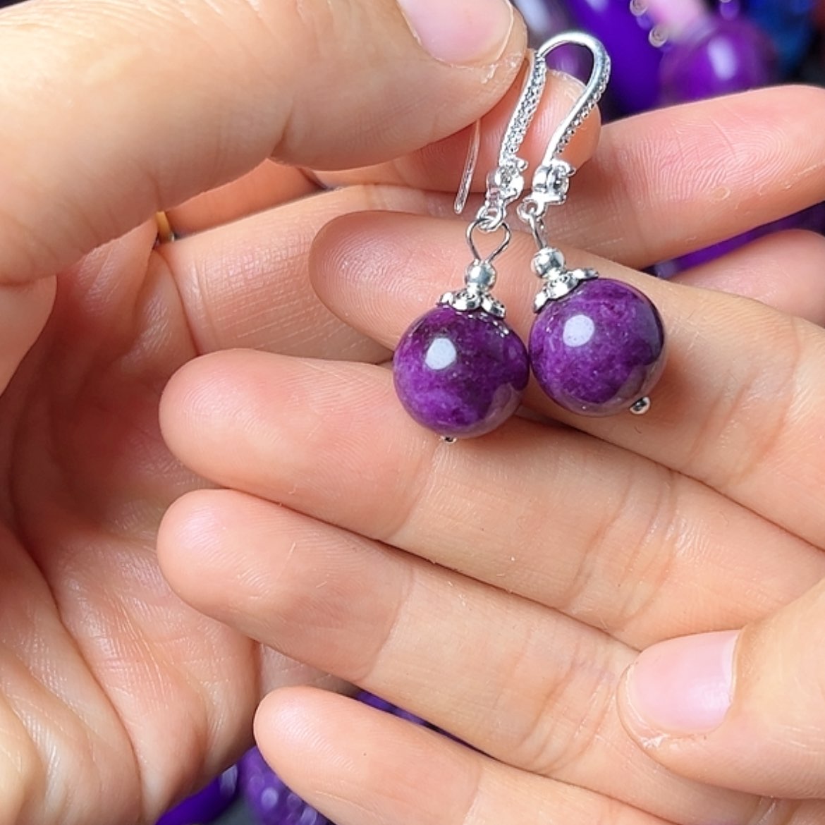 【闪购商品】琉璃DIY帝王紫丝绒玉华耳坠卡12