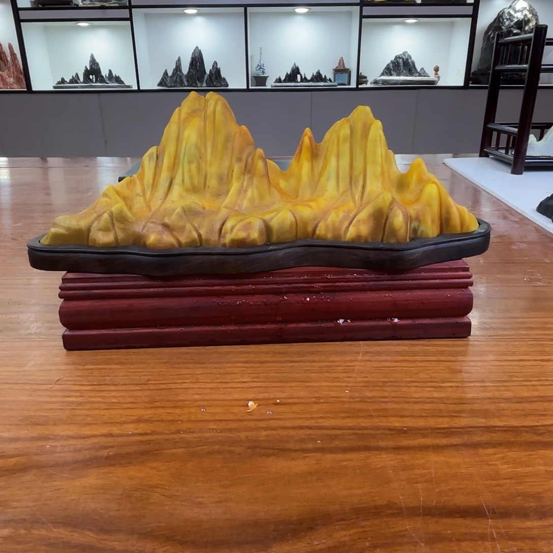 步***赢石材灵璧石雕刻山峰摆件