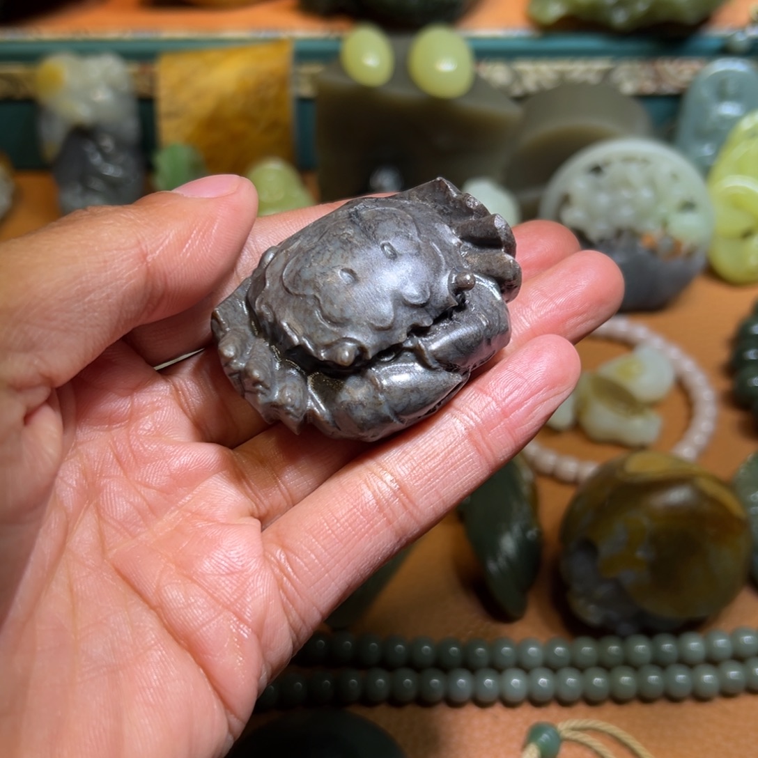 和田玉足银镶嵌挂件