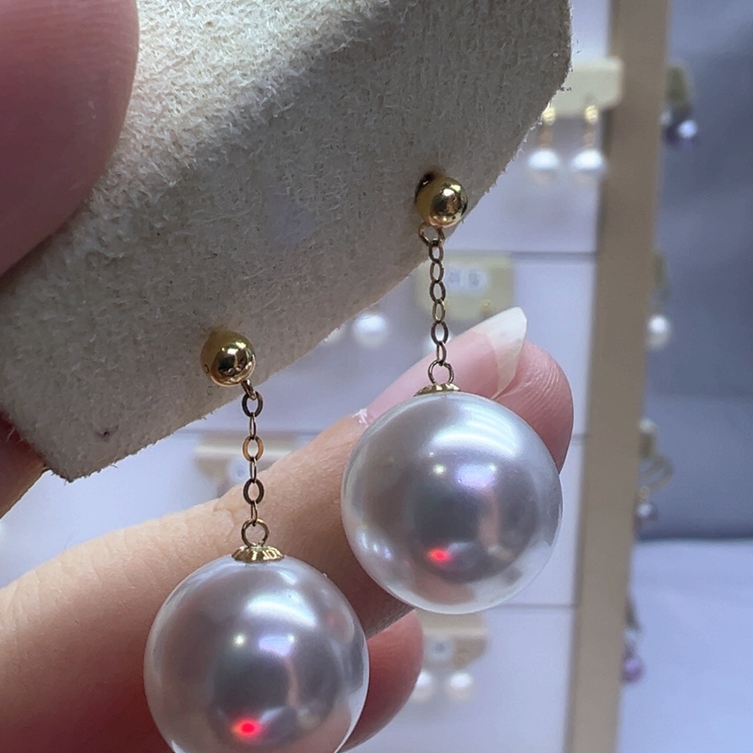 18K金镶嵌淡水珍珠耳饰