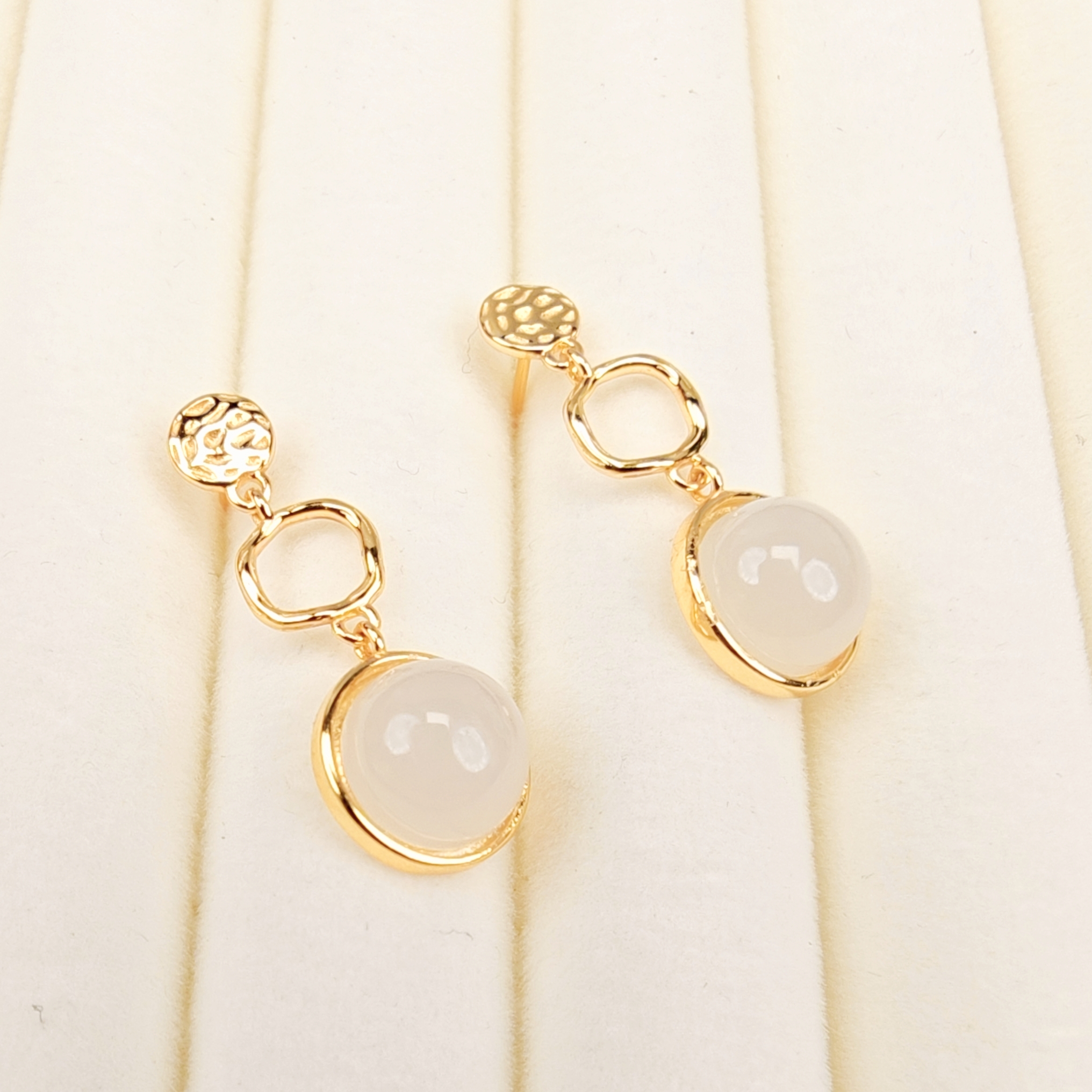 S925银和田玉蛋面耳饰耳钉精美百搭耳环耳坠