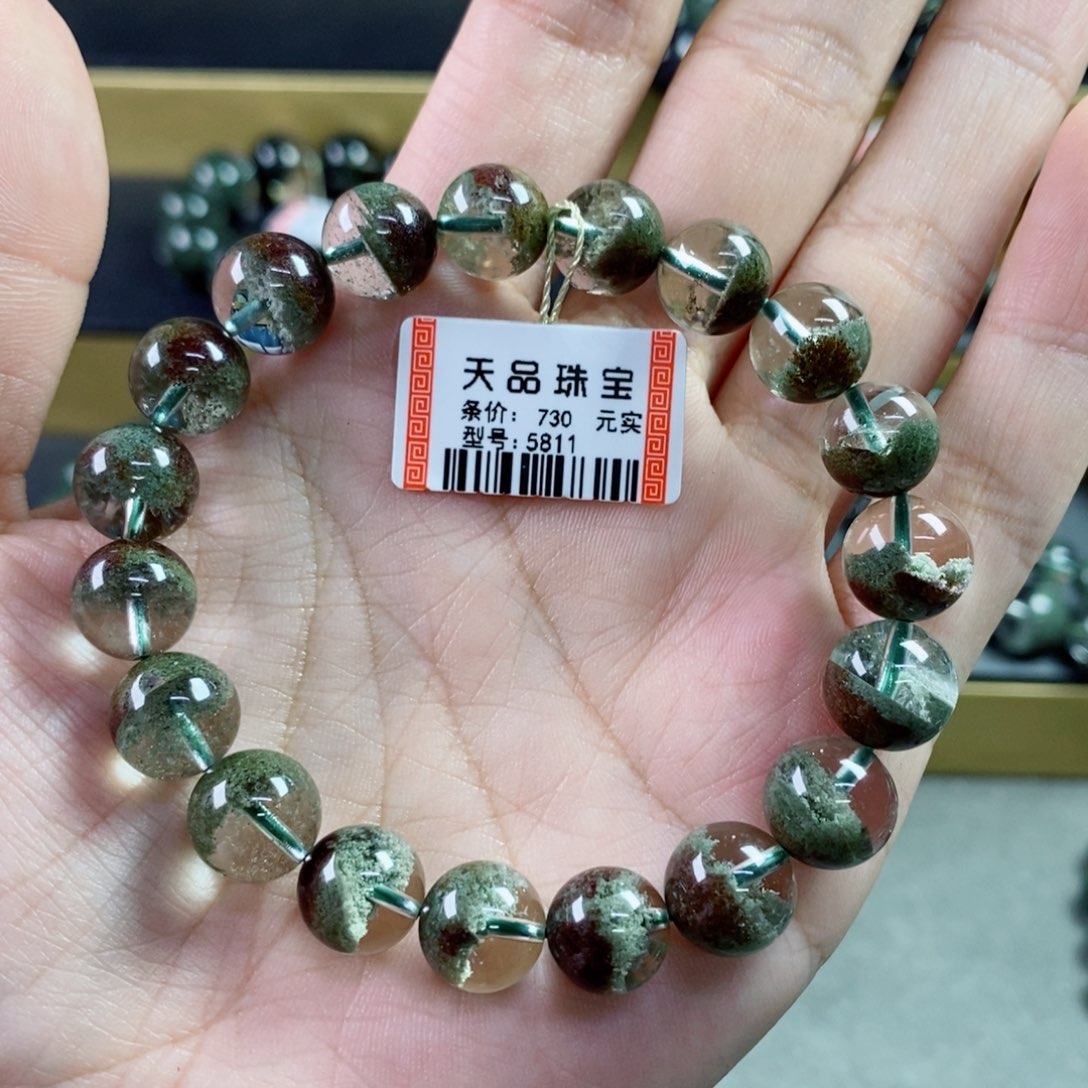 水晶手串未镶嵌夕***?绿幽灵5811