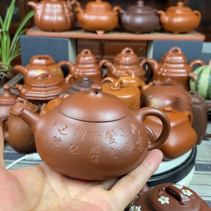 茶壶紫砂曼联生茄段230cc原矿老紫泥特价