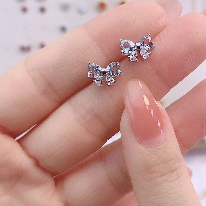 海蓝宝石耳坠银S925镶嵌