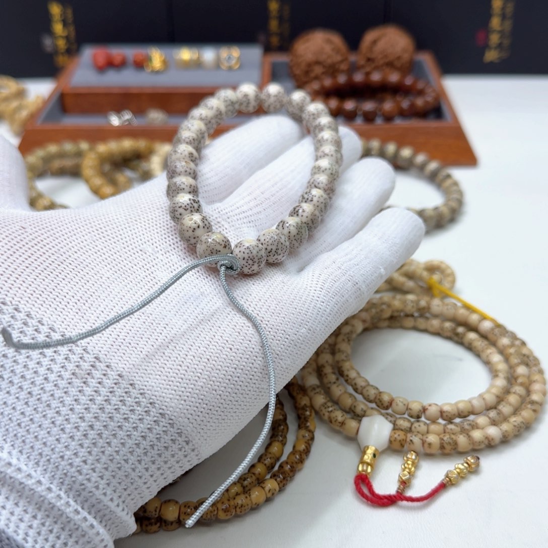 星月菩提手串21灭世糯冰月留白针尖星10左右圆手持