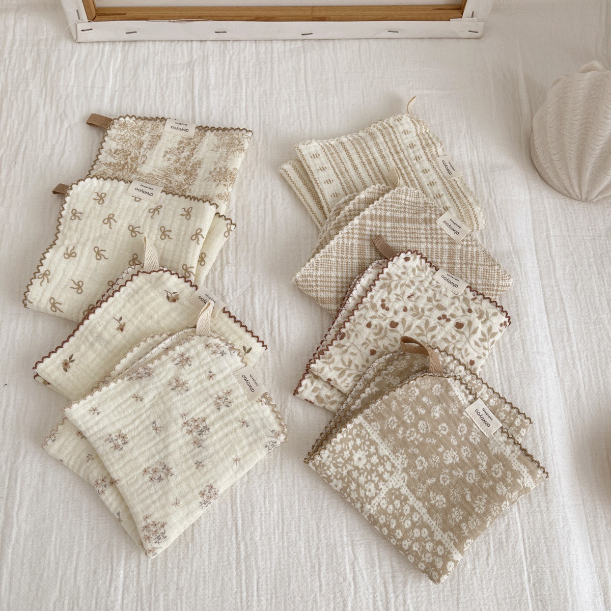 ins碎花四层纯棉纱布婴儿洗脸巾擦脸方巾小手帕餐垫擦手巾口水巾