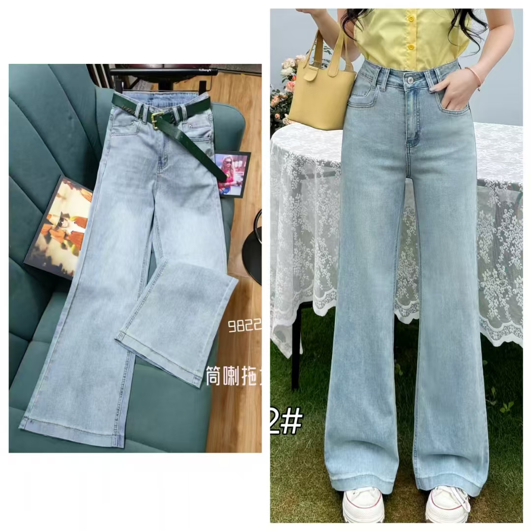 9822春夏新款时尚潮流砂洗牛仔女直筒裤