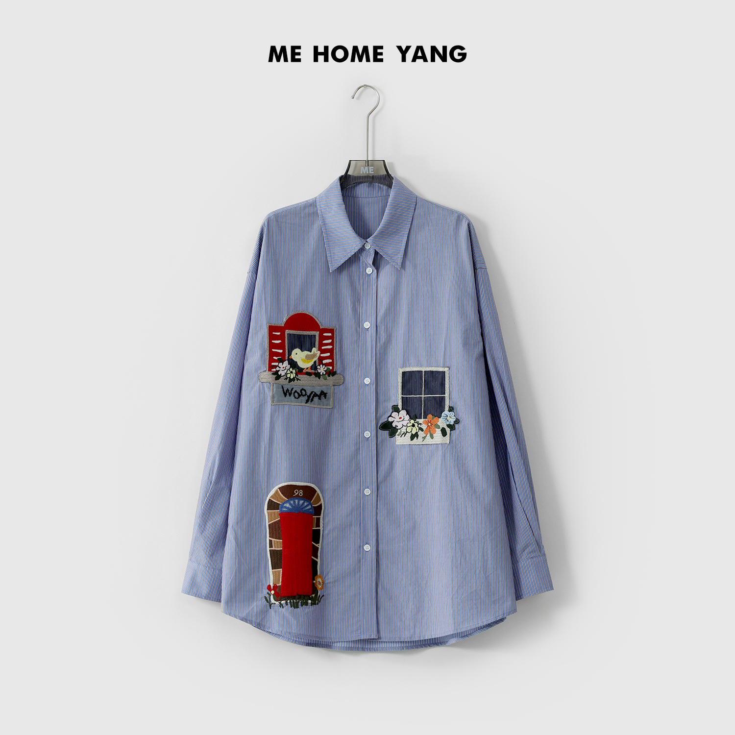 ME【旧时画报】100棉重工刺绣显瘦遮肉时尚一手长百搭衬衫MESS0994