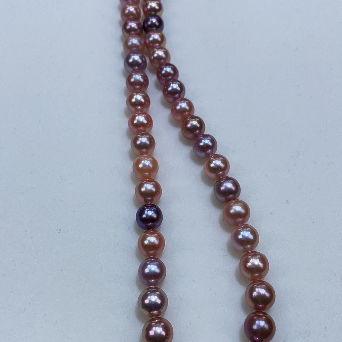 淡水珍珠颈饰银S925镶嵌8m炫彩糖果金属光