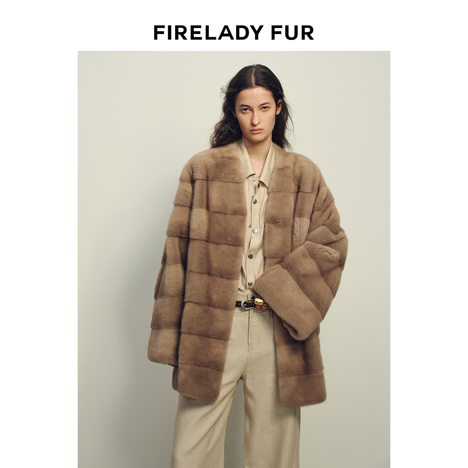 付智恩 鎏金时刻 哥本哈根紫标级横排脊子靠坎V领水貂皮草外套冬