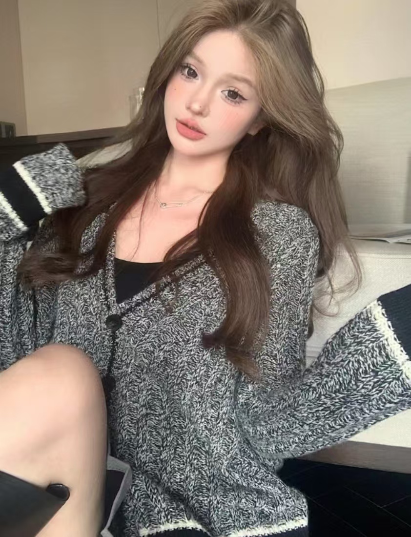  三股彩纱 软软厚厚 100%绵羊毛开衫外套