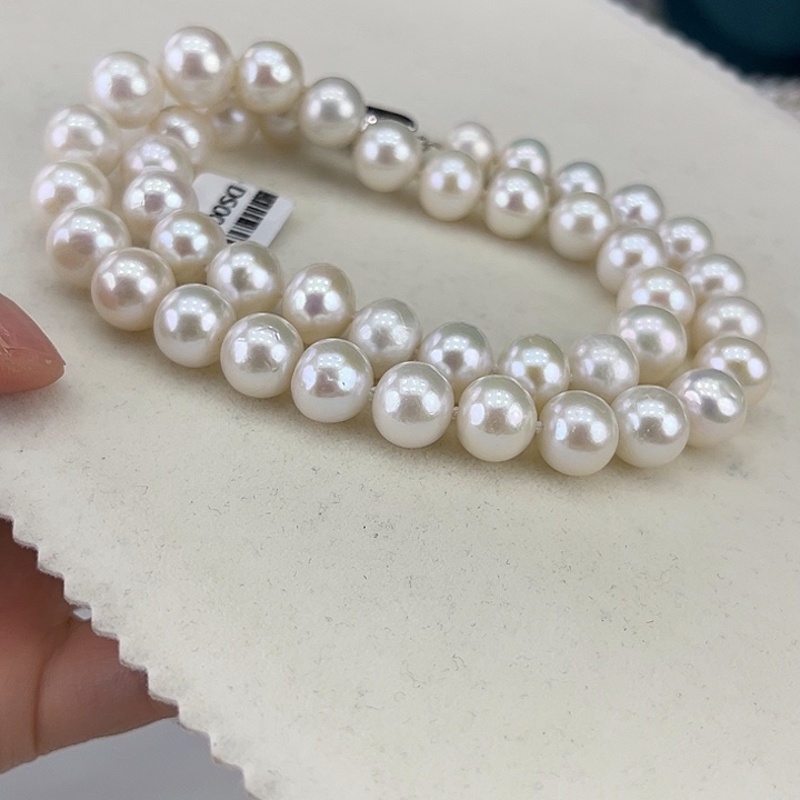 淡水珍珠银S925镶嵌颈饰10-11极光炫彩高品