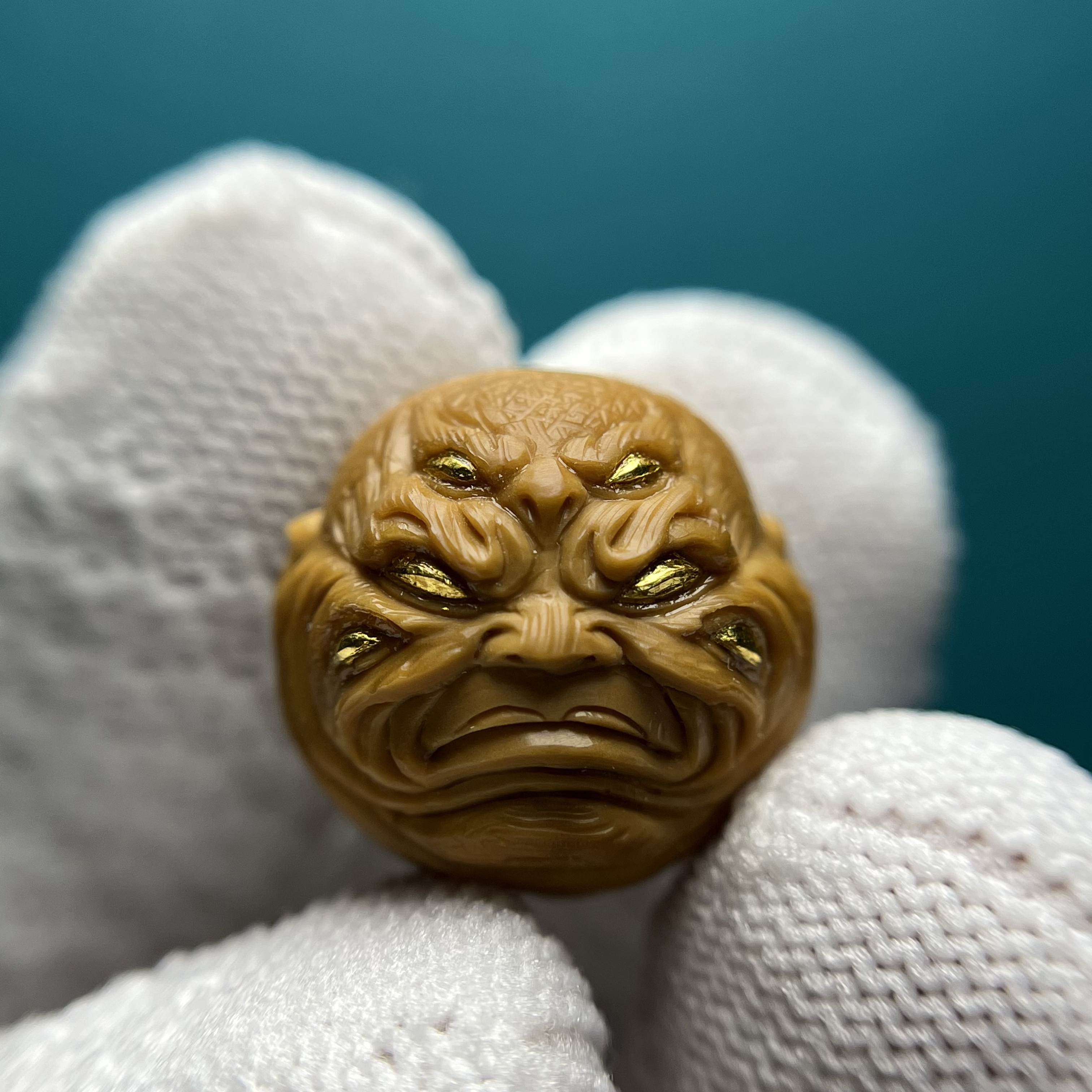 瑞麟手作【六目恶僧】猴头单颗半手工精品精工雕刻镶嵌配饰顶珠搭配