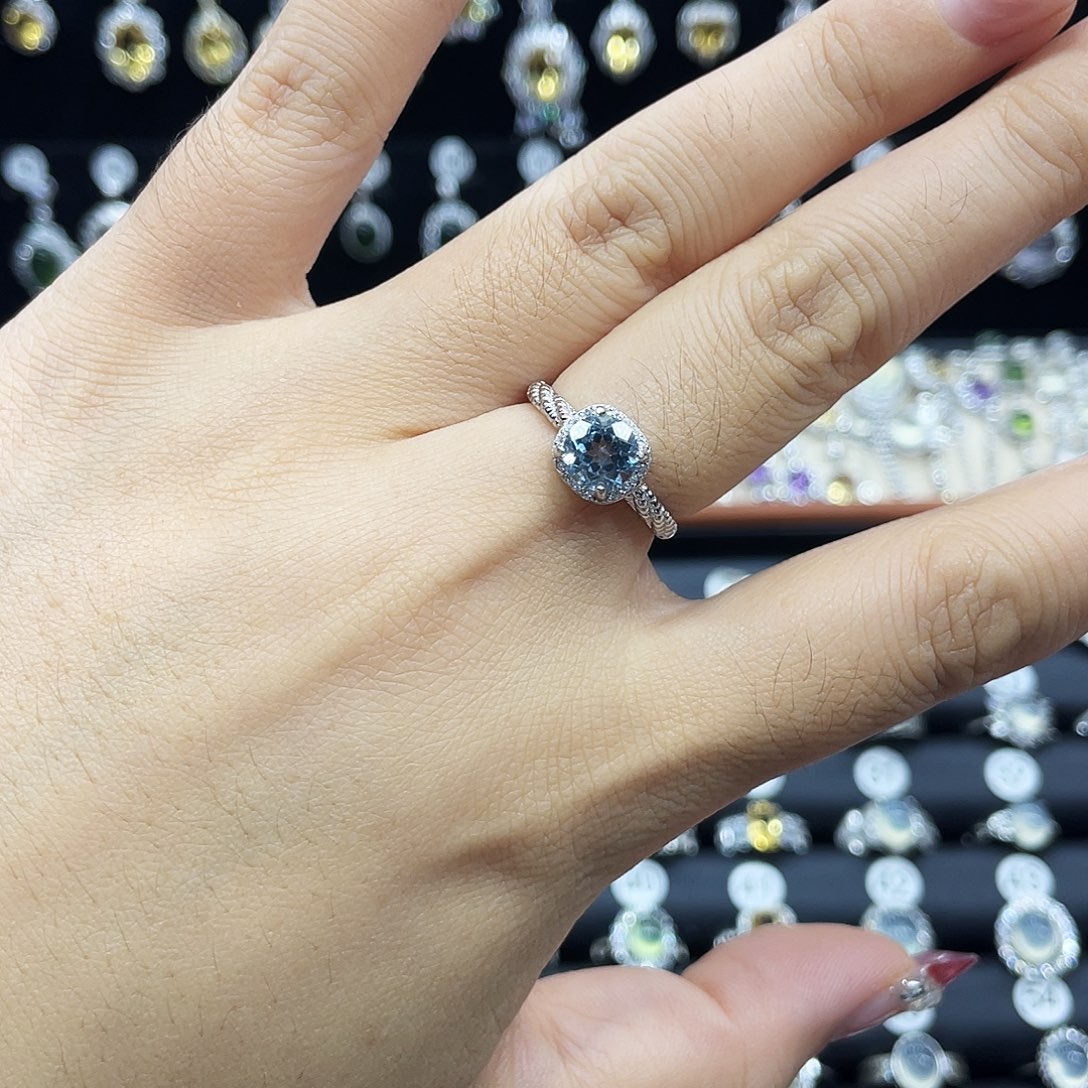 *****戒指托帕石银S925镶嵌