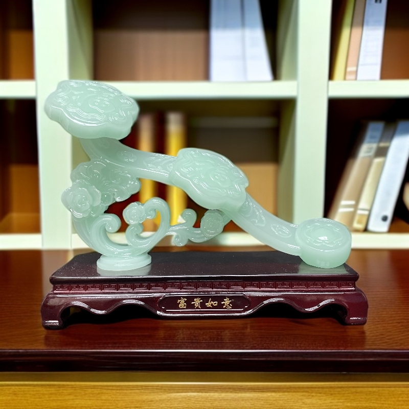 蓝冰料富贵如意长30高22公分客厅玄关卧室电视柜乔迁礼品摆件