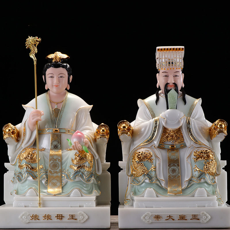 厂家直供玉石粉压铸天清色玉皇大母娘娘批发玉皇批发家居装饰摆件
