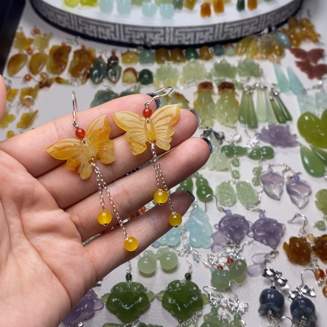 蛇纹石玉合金耳饰/颈饰