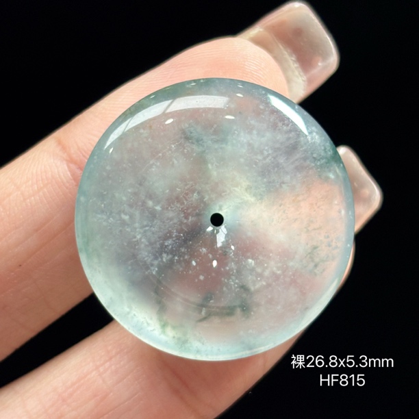 无镶嵌缅甸天然翡翠A货冰飘花平安扣吊坠HX（下单咨询缅甸正宗翡翠