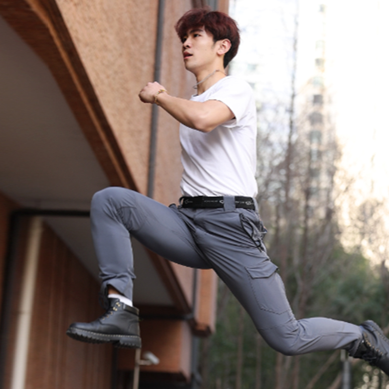 690春夏薄款防泼水弹力修身休闲裤男户外运动徒步快干透气登山裤