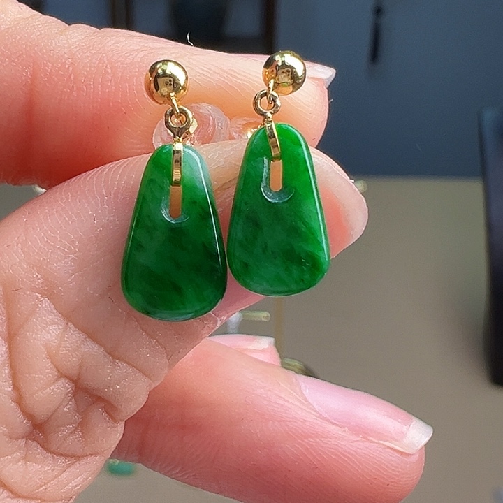 翡翠耳饰18K金镶嵌耳饰