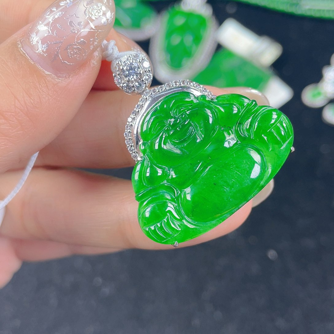 翡翠吊坠(不含链)银S925镶嵌