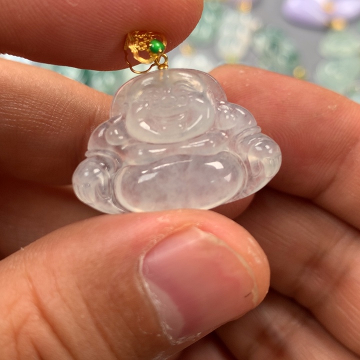 翡翠颈饰18K金镶嵌佛公