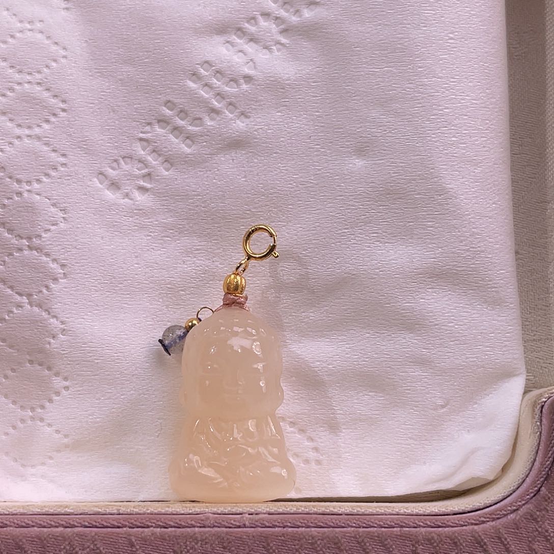 吊坠(不含链)未镶嵌和田玉k**s藕粉桃粉宝宝佛