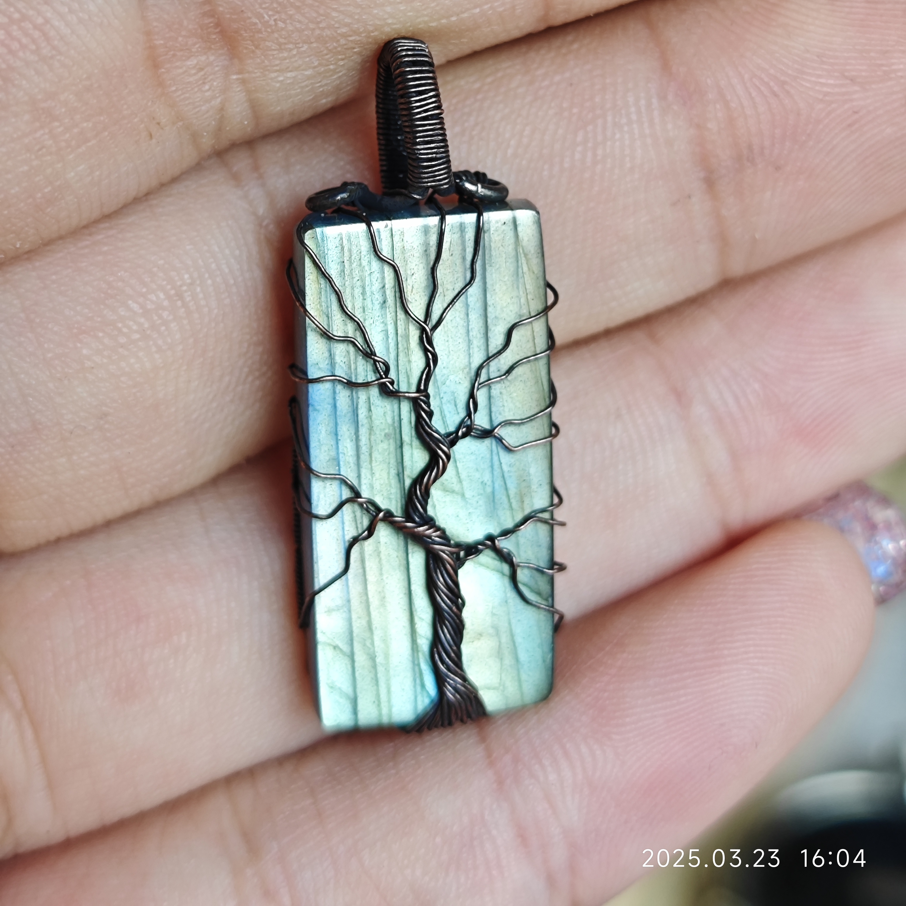 不锈钢项链 绿色小树纯手工制作项链