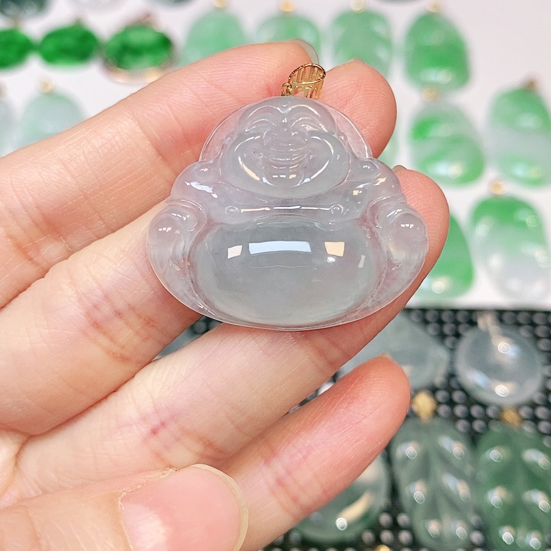 翡翠吊坠(不含链)18K金镶嵌