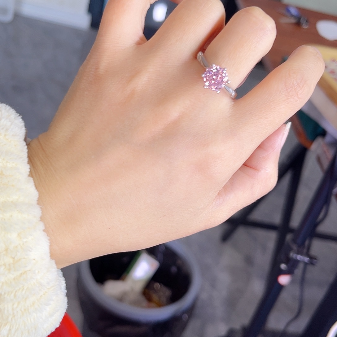 戒指彩色蓝宝石银S925镶嵌