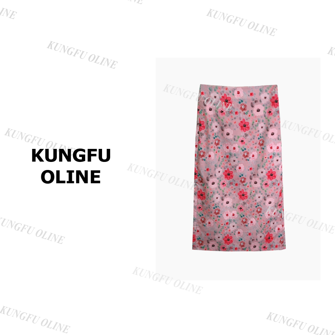 【小妖】QZ9689夏季新款设计感洋气百搭色彩交织花卉半身裙女