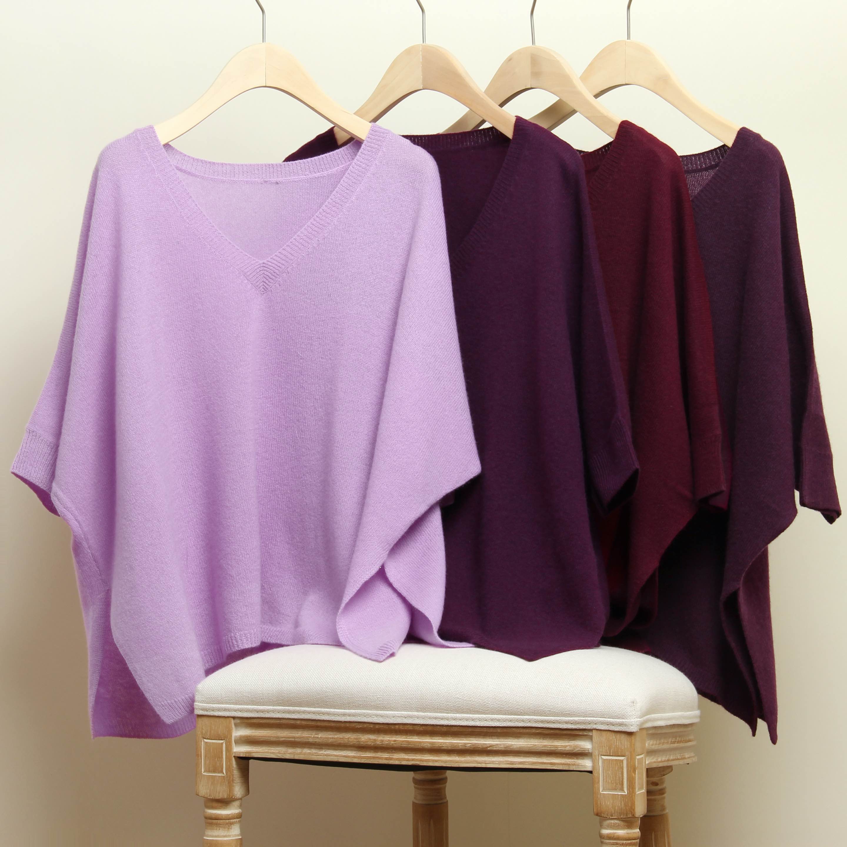 松密V领羊绒蝙蝠短袖YFC5069