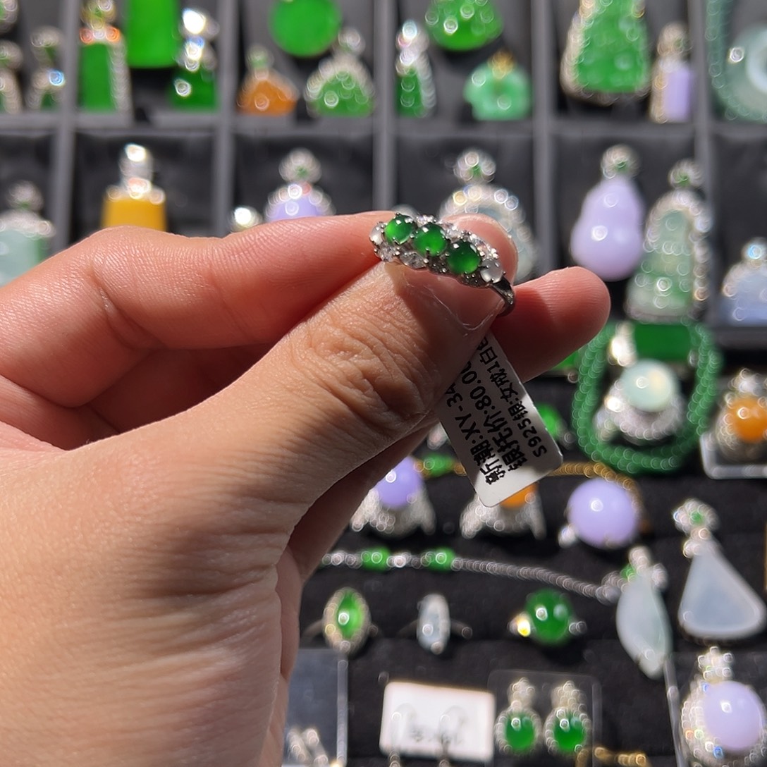 翡翠银S925镶嵌戒指