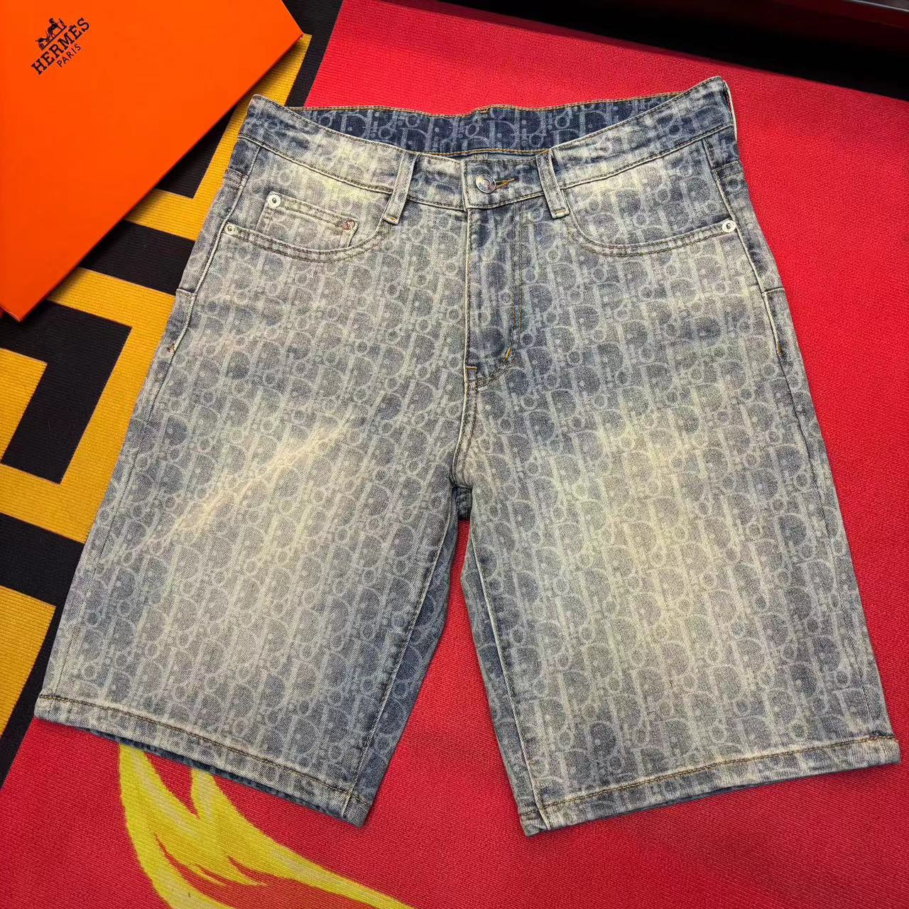 1（DD8877短裤）春夏新款百搭轻奢潮牌中腰直筒裤洗水牛仔裤