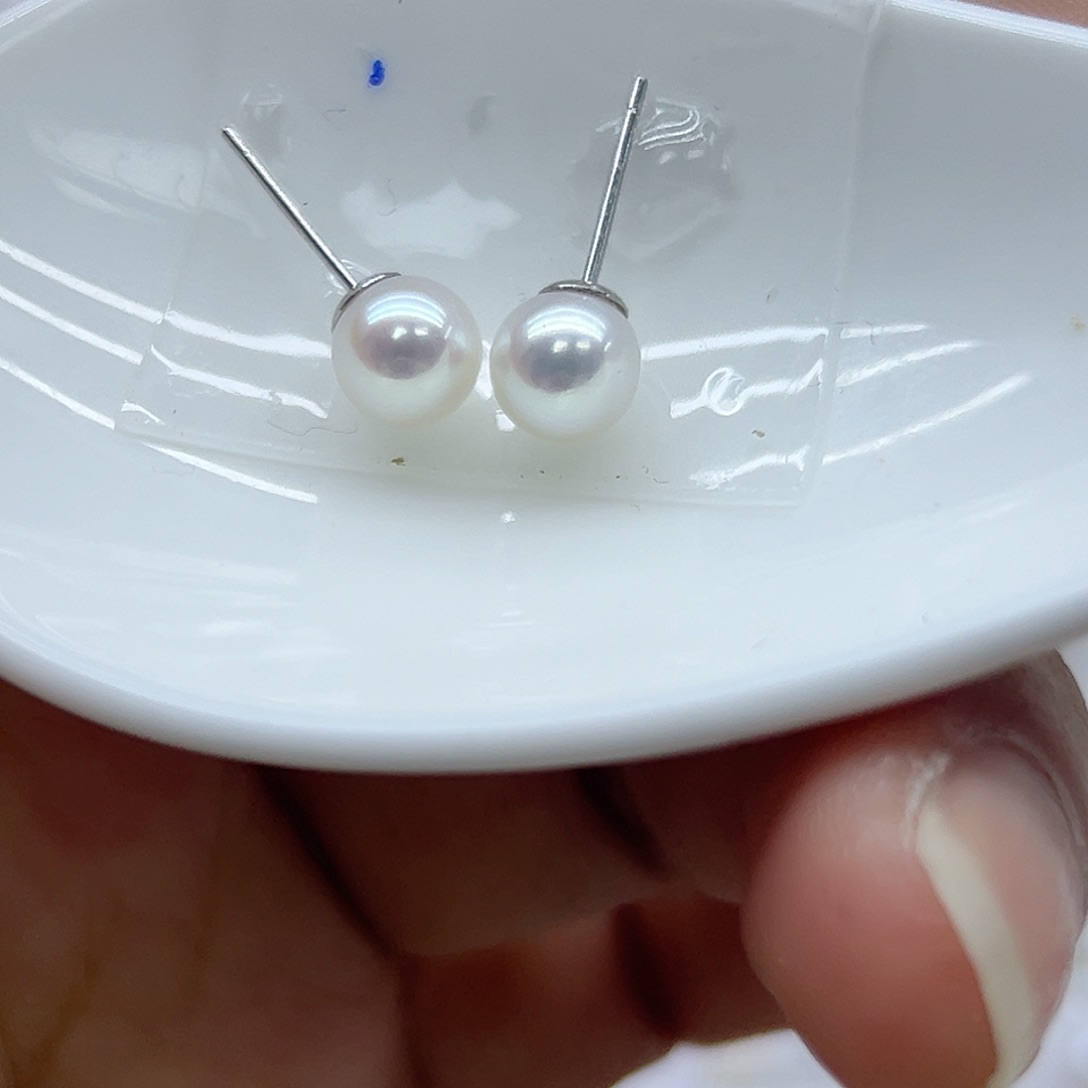 淡水珍珠耳饰银S925镶嵌8