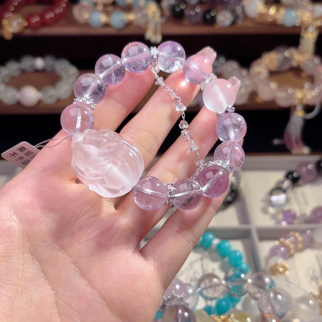 烟晶手链银S925镶嵌大*?手串