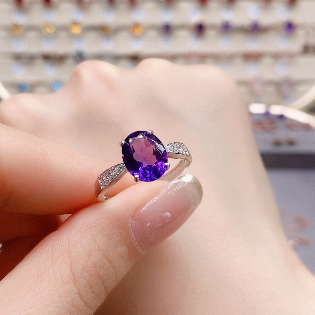 戒指银S925镶嵌水晶戒指