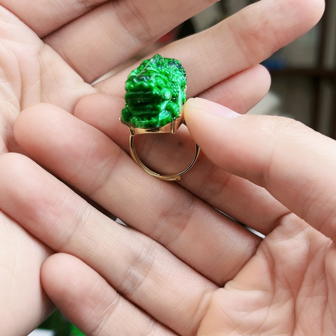 翡翠戒指银S925镶嵌戒指