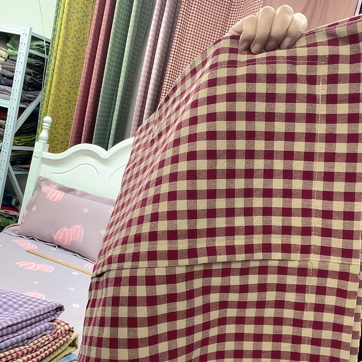棉棉红格枕套枕套