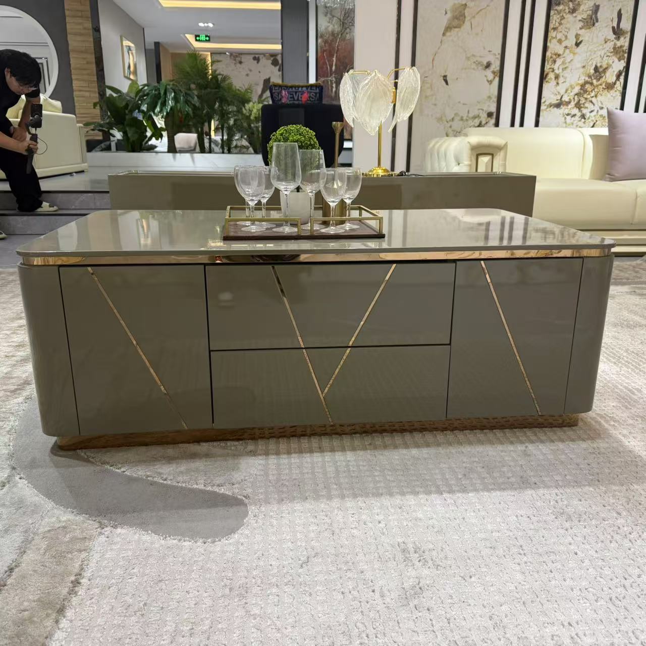 名奢茶几8个柜钢琴烤漆
