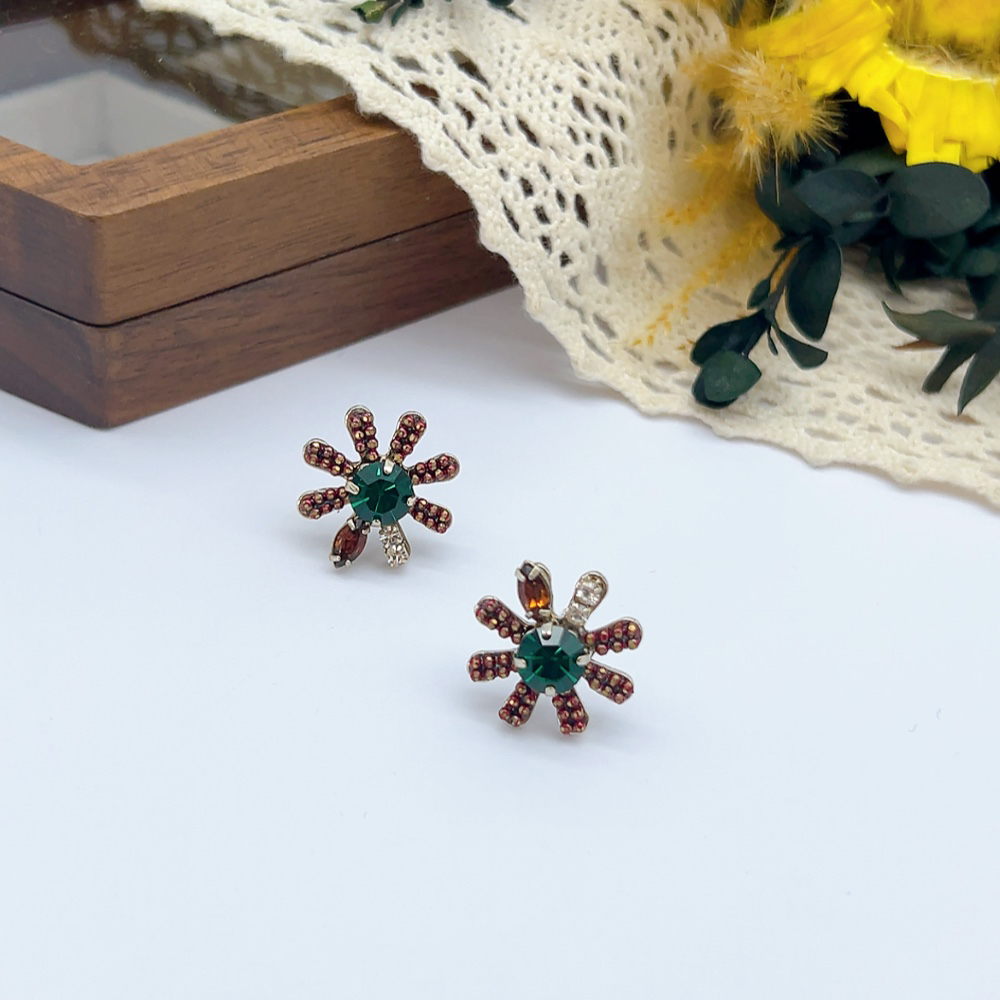 铜合金仿水晶耳饰 银针 03207 好啊商店 水J花花耳钉