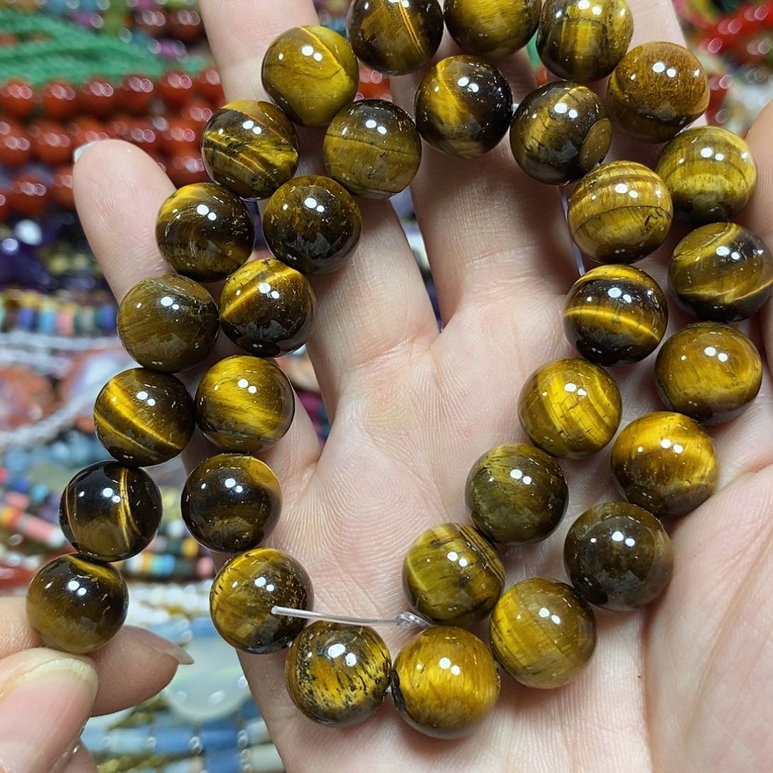 玛瑙/玉髓未镶嵌珠宝半成品虎眼一条卡12mm