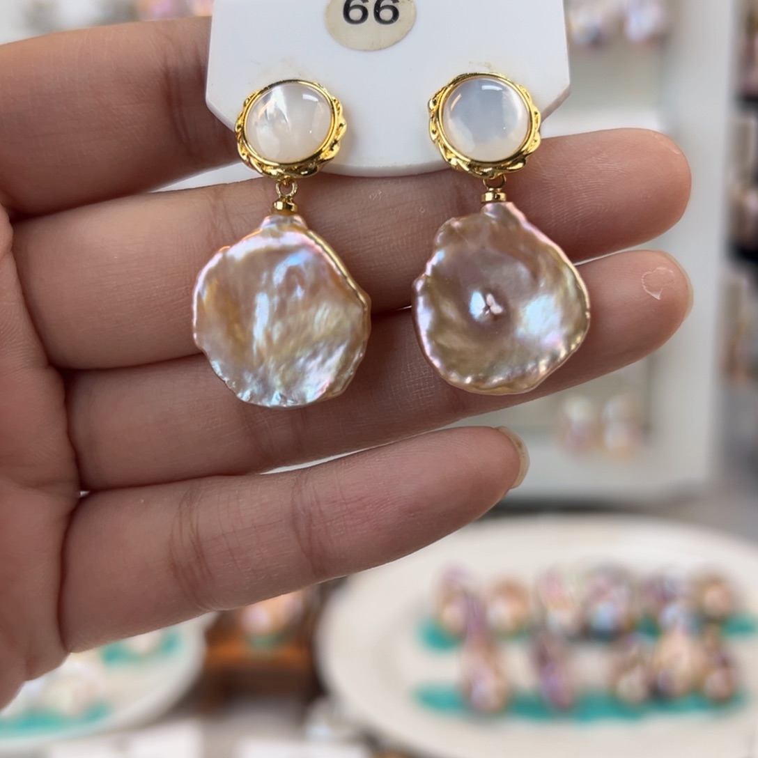 淡水珍珠耳饰银S925镶嵌