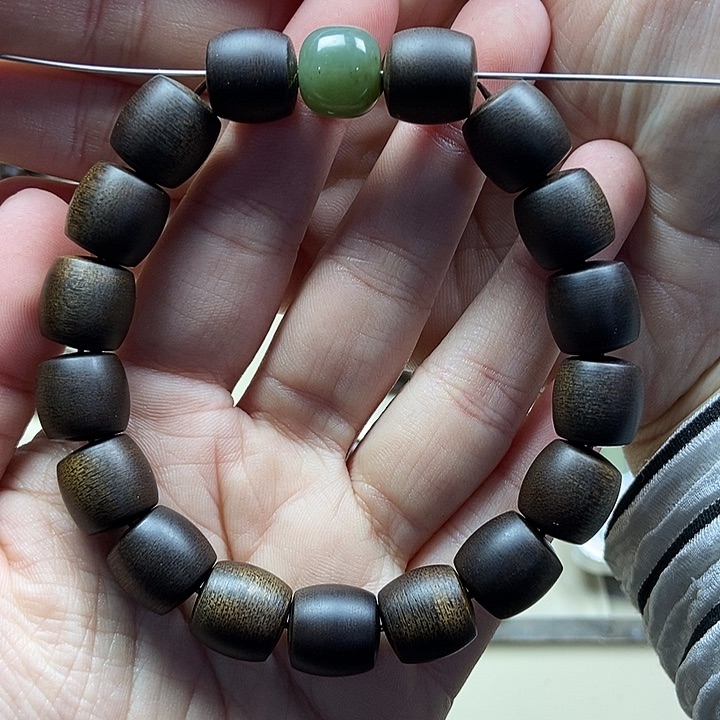 沉香手串纵***！越南芽庄白奇楠沉水老料桶珠1.2