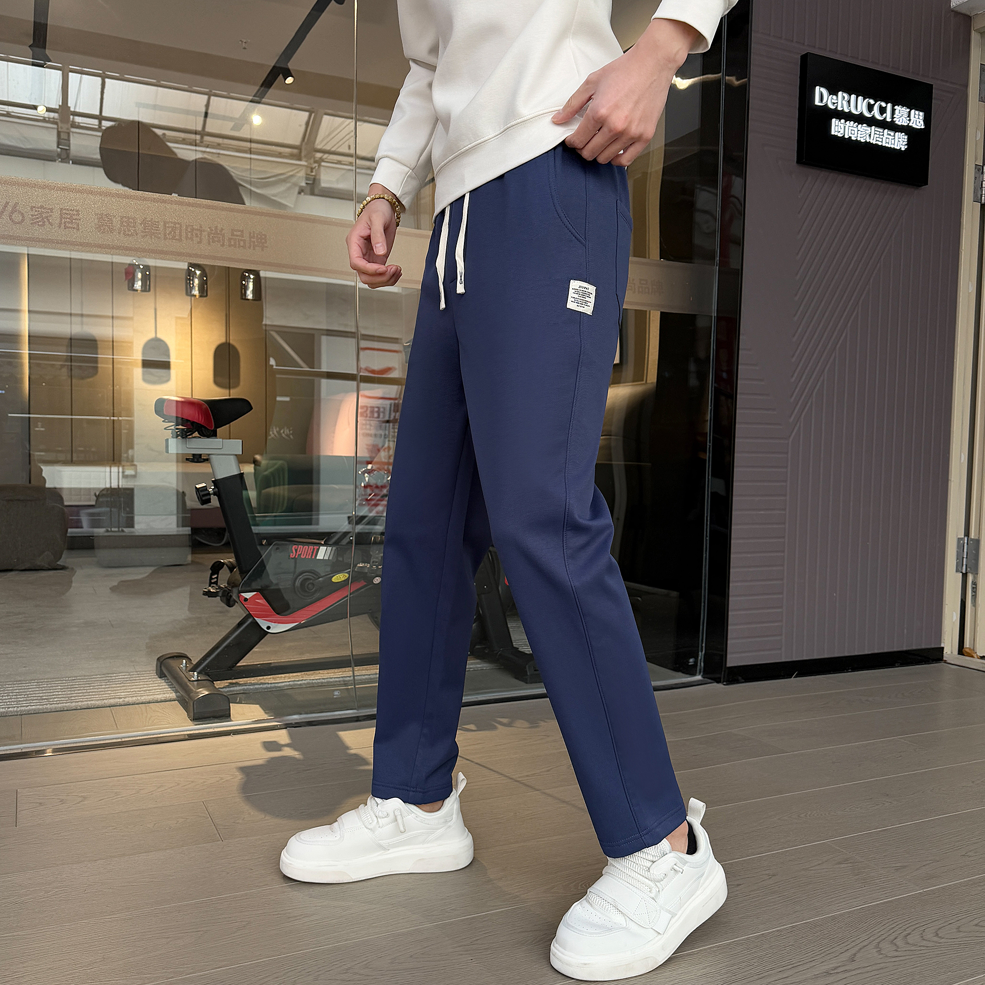 JDZ388保暖加绒加厚休闲裤男士垂感小脚长裤子2025冬季百搭直筒裤